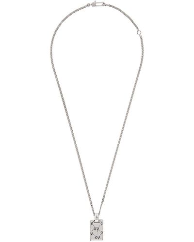 Gucci Logo-engraved Silver Pendant Necklace - Metallic