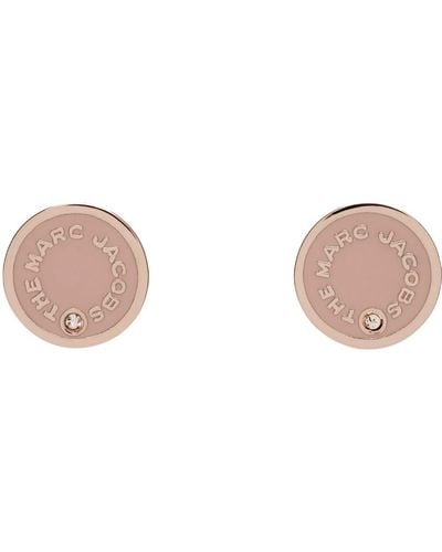 Marc Jacobs Rose Gold 'the Medallion Studs' Earrings - Black