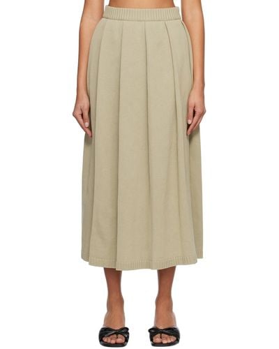 AURALEE Pleated Midi Skirt - Natural