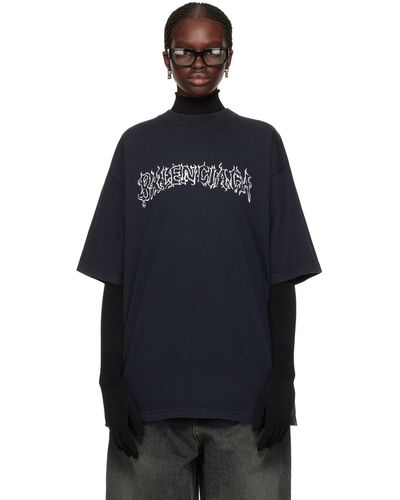 Balenciaga Logo-print Cotton T-shirt - Blue