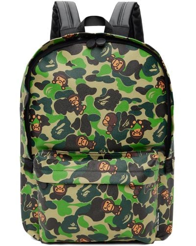A Bathing Ape Baby Milo Abc Camo Large Backpack - Green