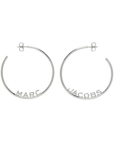 Marc Jacobs Boucles d'oreilles à anneau argentées à monogrammes - Noir