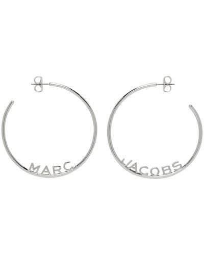 Marc Jacobs Silver Monogram Hoop Earrings - Black