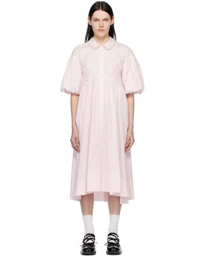 Simone Rocha Pink Puff Sleeve Midi Dress - Multicolor