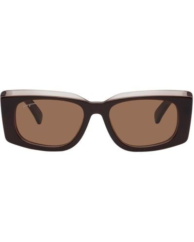 Ferragamo Brown Rectangular Sunglasses - Black