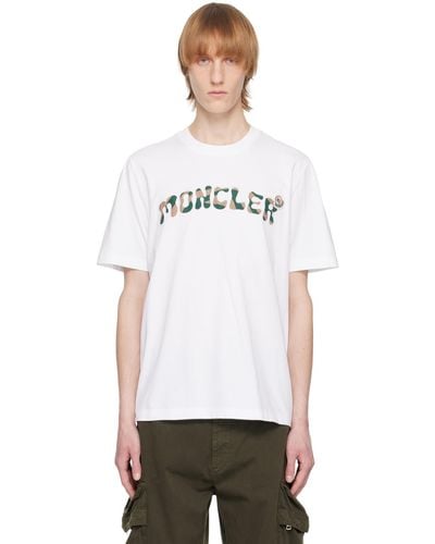 Moncler ホワイト ロゴパッチ Tシャツ