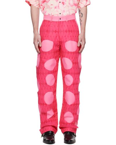 TOKYO JAMES Lace Cutout Pants - Red