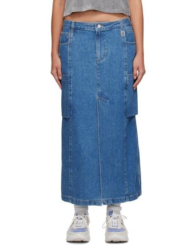 WOOYOUNGMI Blue Pocket Denim Maxi Skirt