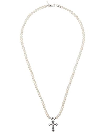 Emanuele Bicocchi Pearl Fleury Cross Necklace - White