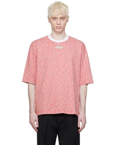 Lanvin Red Heathered-effect T-shirt - Pink