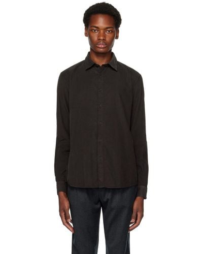 Sunspel Brown Fine Cord Shirt - Black