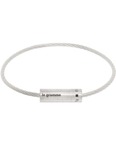 Le Gramme シルバー Le 7g Cable ブレスレット - ブラック