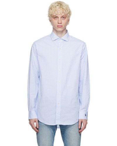 Polo Ralph Lauren Chemise blanc et bleu à coupe classique