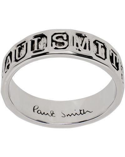 Paul Smith Silver Stamp Ring - Metallic