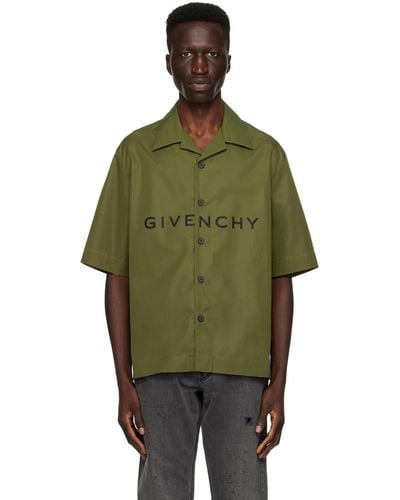 Givenchy グレー ボクシーフィット シャツ - グリーン