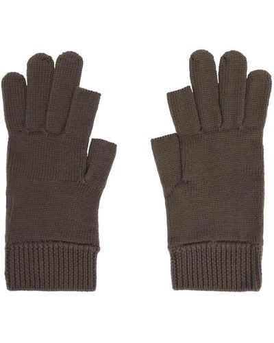 Rick Owens Grey Touchscreen Gloves - White