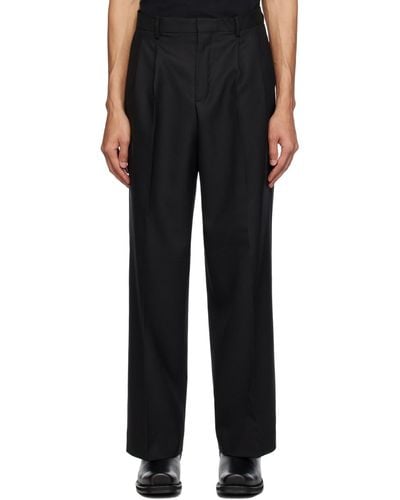 sunflower Wide Pleated Trousers - Black
