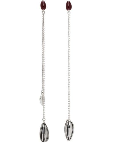Lemaire Silver Asymmetric Girasol Earrings - Black