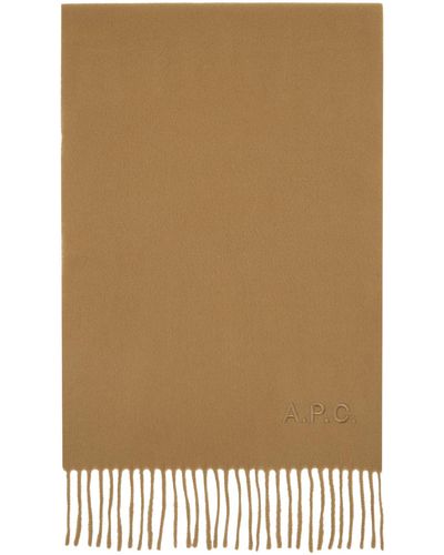 A.P.C. Écharpe ambroise brun clair à logo brodé - Neutre