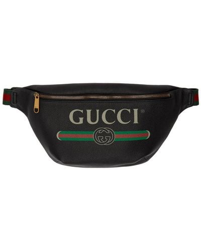 Gucci Black Fake Logo Print Leather Cross-body Bag