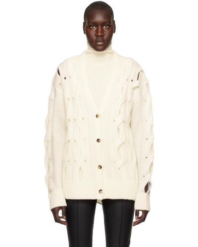 Helmut Lang Cardigan blanc cassé à découpes - Neutre