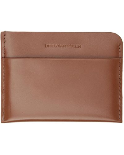 Dries Van Noten Tan Embossed Card Holder - Multicolour