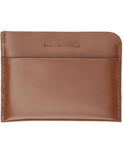 Dries Van Noten Porte-cartes brun clair à logo gaufré - Multicolore