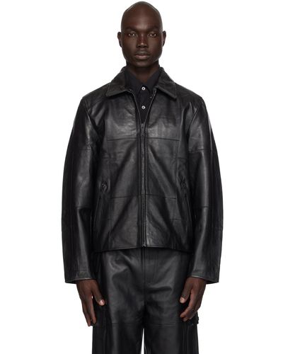 DEADWOOD Bruno Patch Leather Jacket - Black