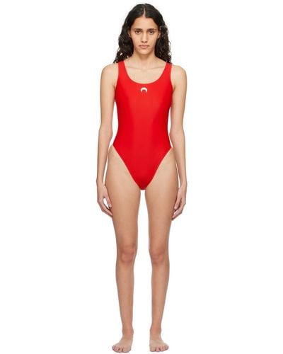 Marine Serre Printed Swimsuit - Red