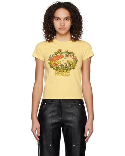 Stella McCartney T-shirt 'rewild yourself' jaune - Noir