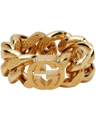 Gucci Interlocking Gourmette Chain Ring - Metallic