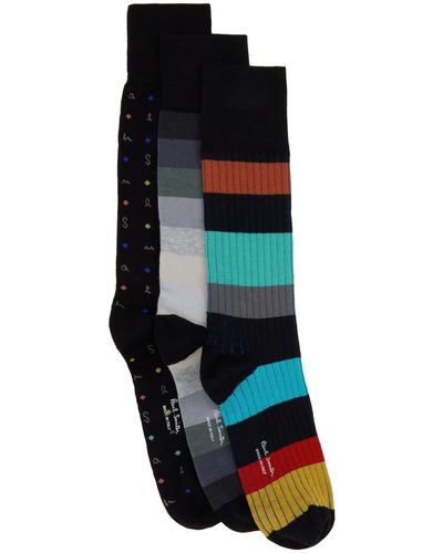 Paul Smith Ensemble de trois paires de chaussettes noires - Multicolore