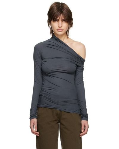 Lemaire Grey Foldover Long Sleeve T-shirt - Black