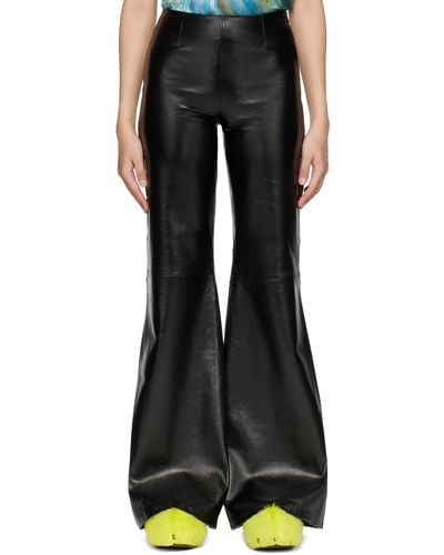 Acne Studios Flared Leather Trousers - Black