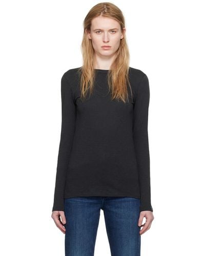 Rag & Bone Ragbone The Slub Long Sleeve Tシャツ - ブラック