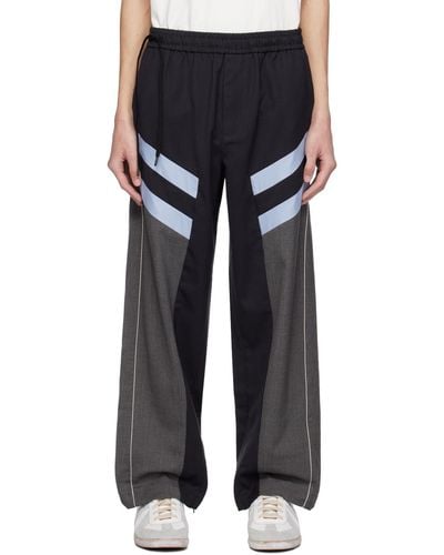 A PERSONAL NOTE 73 Panelled Track Trousers - Black