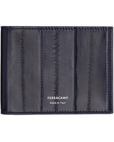 Ferragamo Navy Pinched Seam Wallet - Black