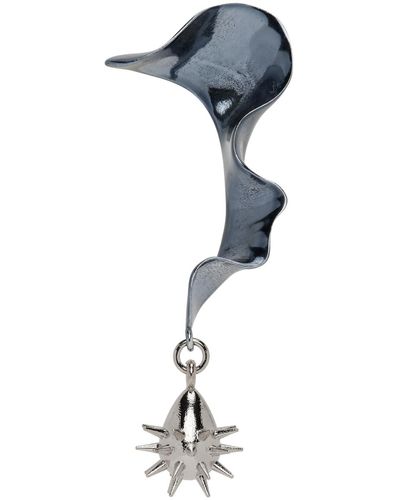 Hugo Kreit Mini boucle d'oreille unique sculpturale bleu marine exclusive à ssense - Noir
