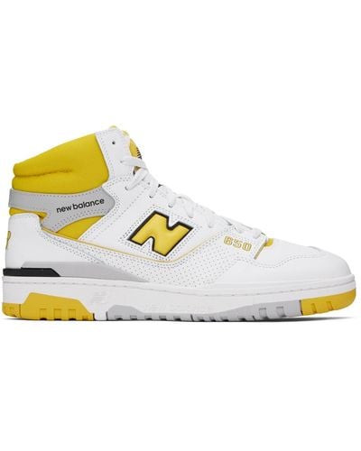 New Balance White & Yellow 650 Sneakers - Black