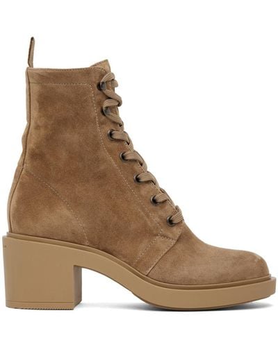 Gianvito Rossi Tan Suede Foster Ankle Boots - Natural