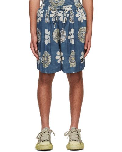 STORY mfg. pumpkin-embroidered organic-cotton shorts - White