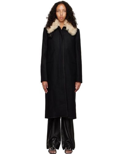 Helmut Lang Black Spread Collar Coat