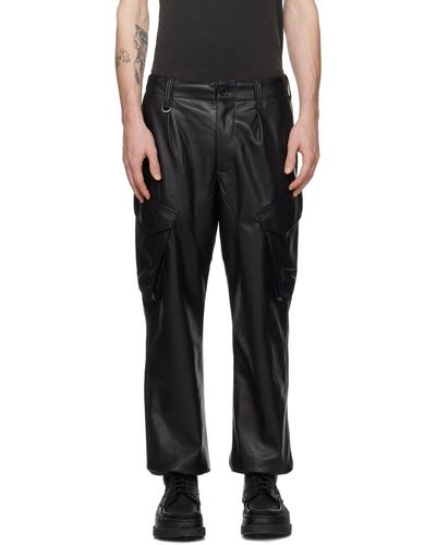 Sophnet Pantalon cargo noir en cuir synthétique durable