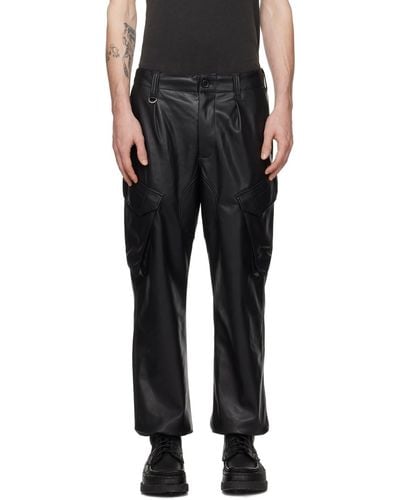 Sophnet Sustainable Faux-leather Cargo Trousers - Black