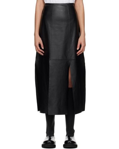 By Malene Birger Lunes Leather Midi Skirt - Black
