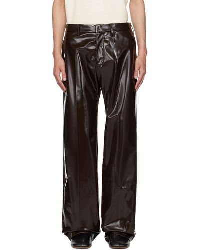 MM6 by Maison Martin Margiela Brown Pleated Pants - Black