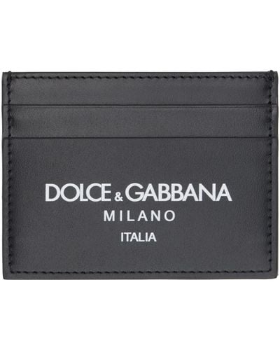 Dolce & Gabbana Porte-cartes noir en cuir de veau à logo
