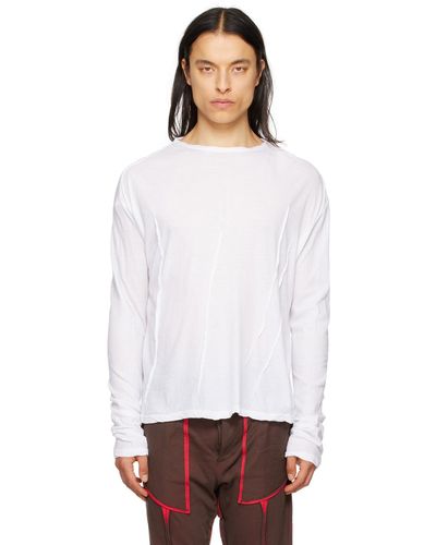 Edward Cuming Warped Dart Long Sleeve T-shirt - White
