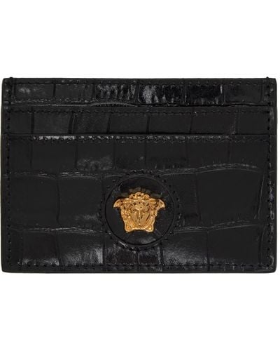 Versace Black Croco Card Holder