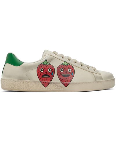 Gucci Off-white Strawberry Ace Sneakers - Multicolor